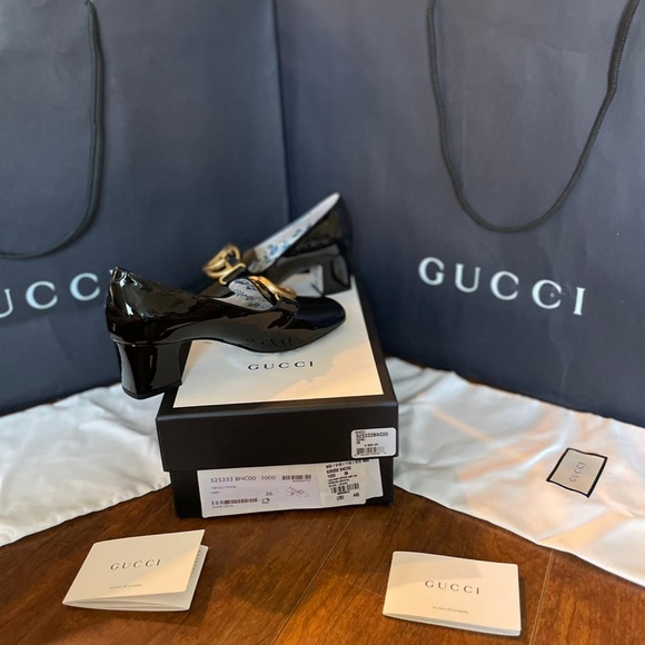 Gucci Womens Calfskin GG Marmont Mid Heel Pump NIB - Picture 7 of 15